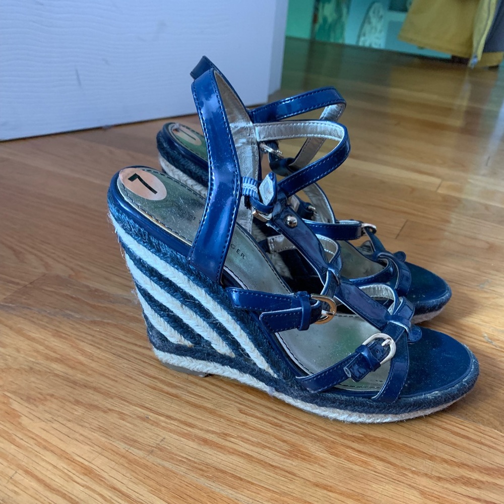 Tommy Hilfiger Dark Blue and Tan Wedges